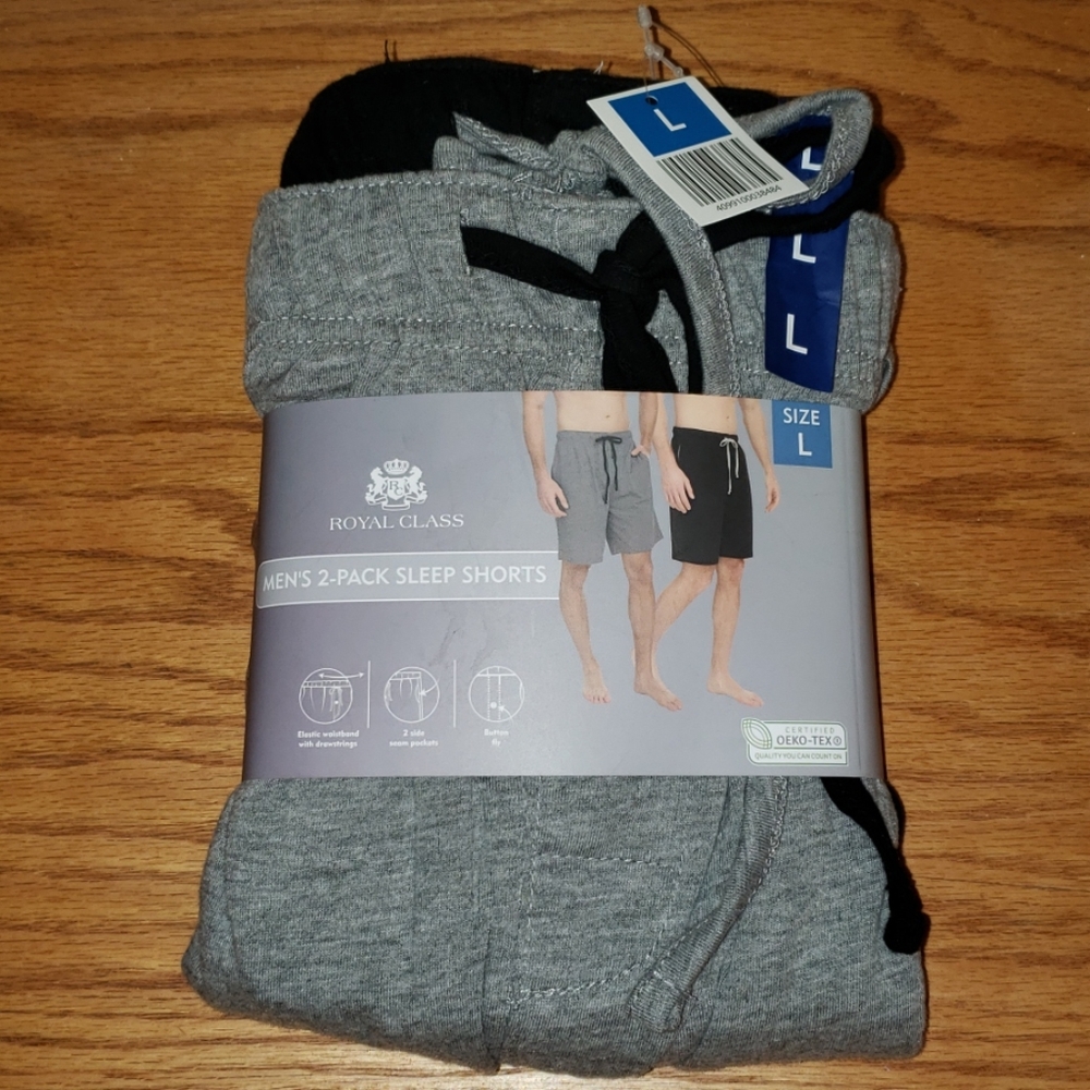 NEW ROYAL CLASS MENS 2-PACK SLEEP SHORTS SIZE LG